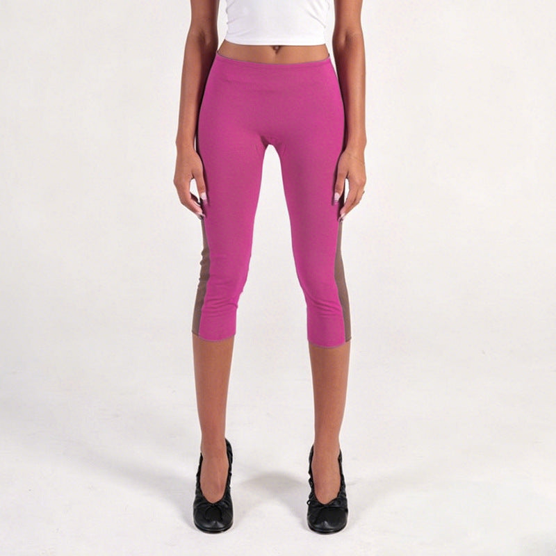 Damen Sportliche 3/4-Leggings mit seitlichen Kontraststreifen R&B