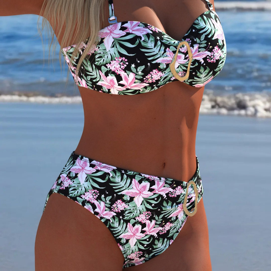 Damen Bikini-Set mit elegantem Balconette-Oberteil und hoch geschnittenen Höschen R&B