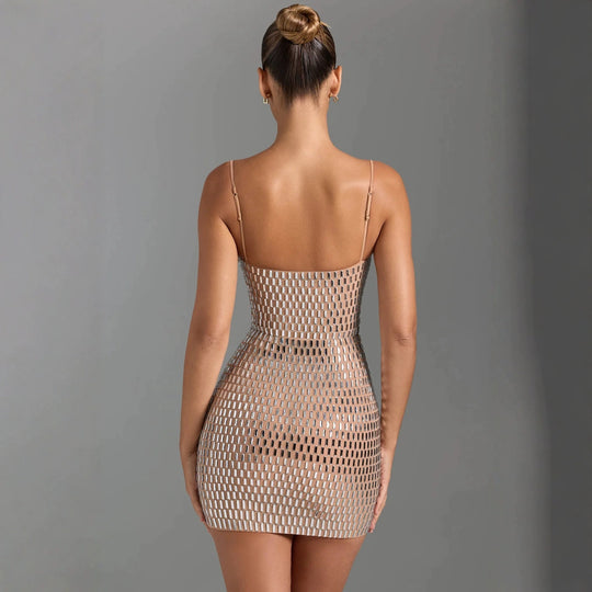 Damen Glitzerndes Minikleid mit transparenten Einsätzen R&B