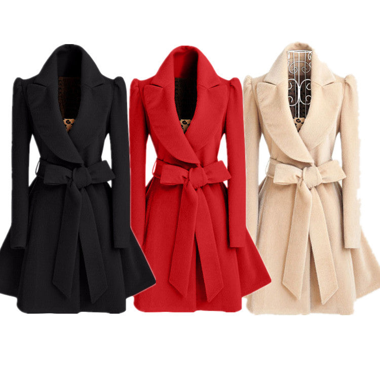 Damen modischer Trenchcoat mit tailliertem Schnitt und Gürtel R&B