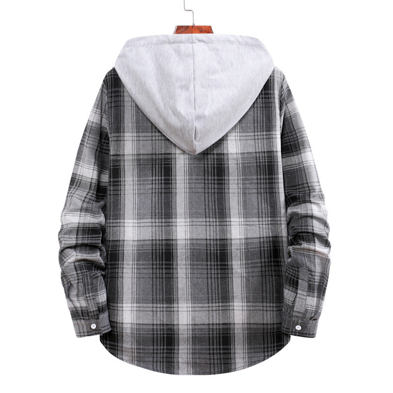 Herren Flanellhemdjacke mit Hood und modernem Karomuster