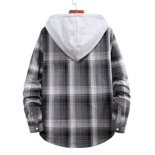 Herren Flanellhemdjacke mit Hood und modernem Karomuster R&B
