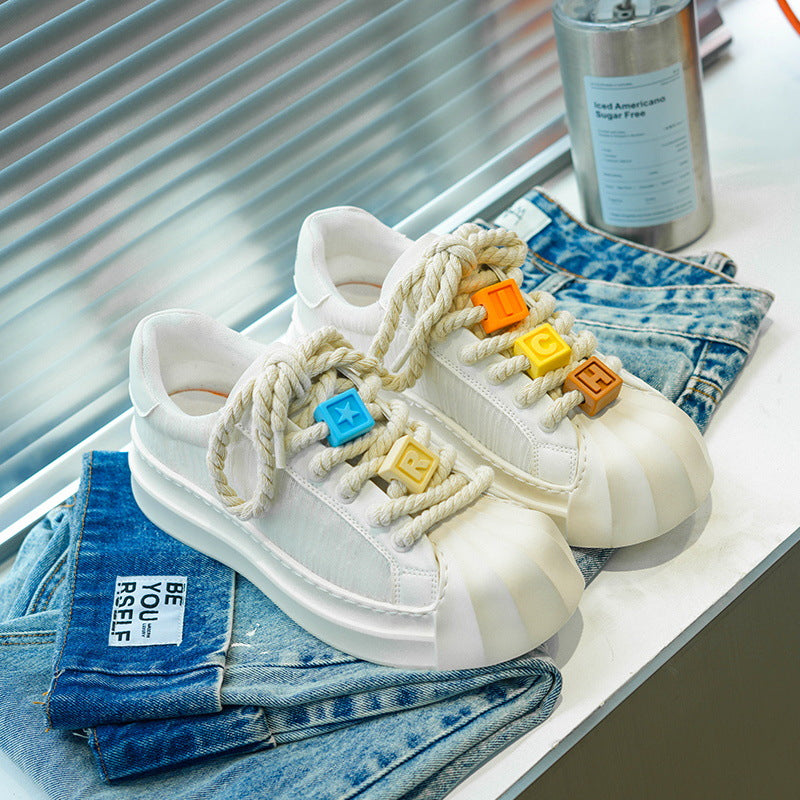 Damen Modische Sneakers mit originellem Schnürsystem und robustem Profil R&B