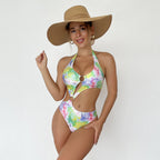 Damen Einteiler Badeanzug mit schickem Cut-Out und buntem Design R&B