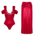 Damen Badeanzug mit off-shoulder Design und elegantem Rock R&B