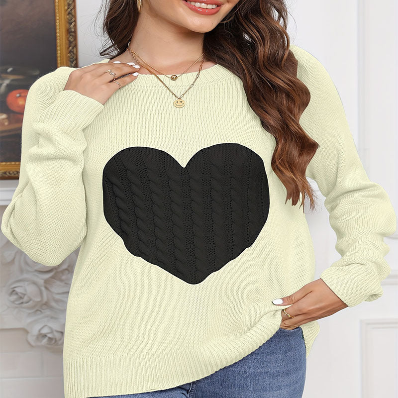 Damen legerer Pullover mit Herzdesign R&B