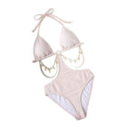 Damen Triangel-Bikini mit modischem Kettenakzent und verstellbaren Trägern R&B