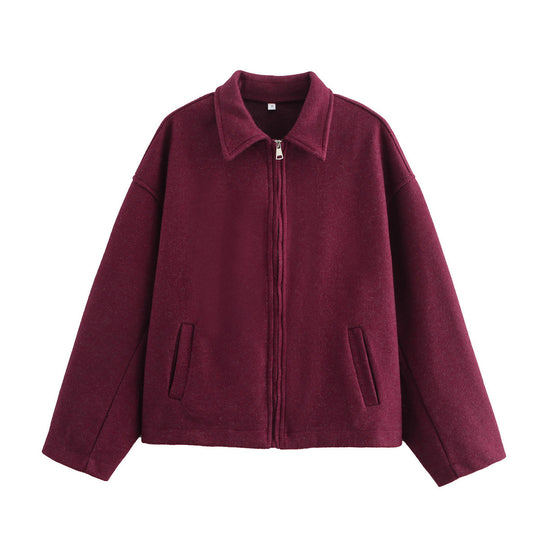 Damen lässige Fleecejacke mit hohem Kragen und innenliegendem Taschen R&B