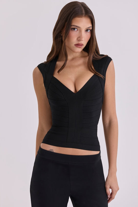 Damen figurformendes Top mit modernem V-Ausschnitt und hochwertigem Material R&B