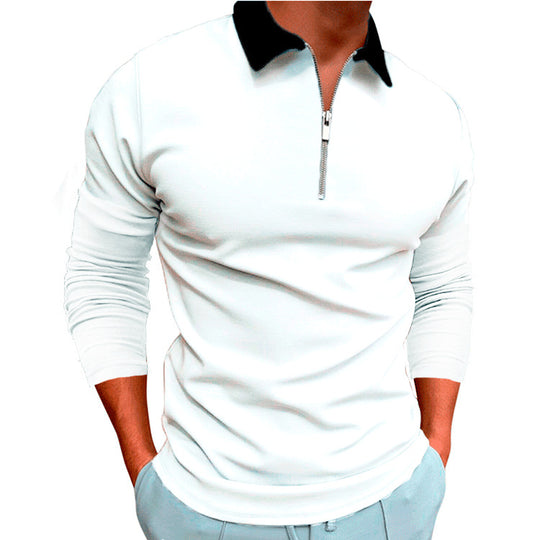 Herren sportlicher Pullover mit 1/4 Reißverschluss und kontrastierendem Kragen R&B