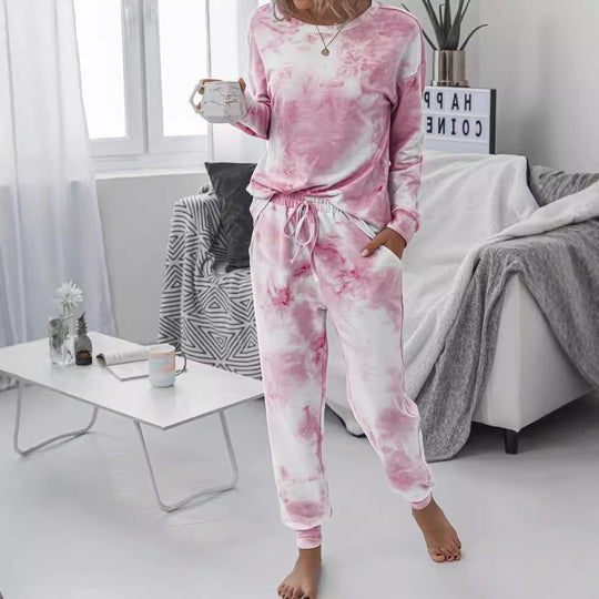 Damen Freizeit-Loungewear Set mit modischem Batikdesign und bequemen Passform R&B