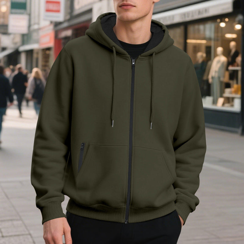 Herren Kapuzenjacke mit leichtem Reißverschluss und praktischen Taschen R&B