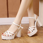 Damen Plateau-Sandaletten mit stylischem Knoten-Design und komfortablem Blockabsatz R&B