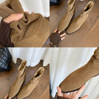 Damen modische Stiefeletten mit gerafftem Design und bequemem Blockabsatz R&B
