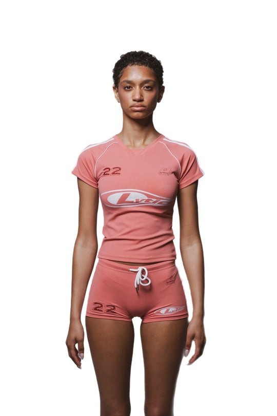 Damen Sport-Set mit figurbetonter Shorts und kurzärmeliger Oberteil R&B
