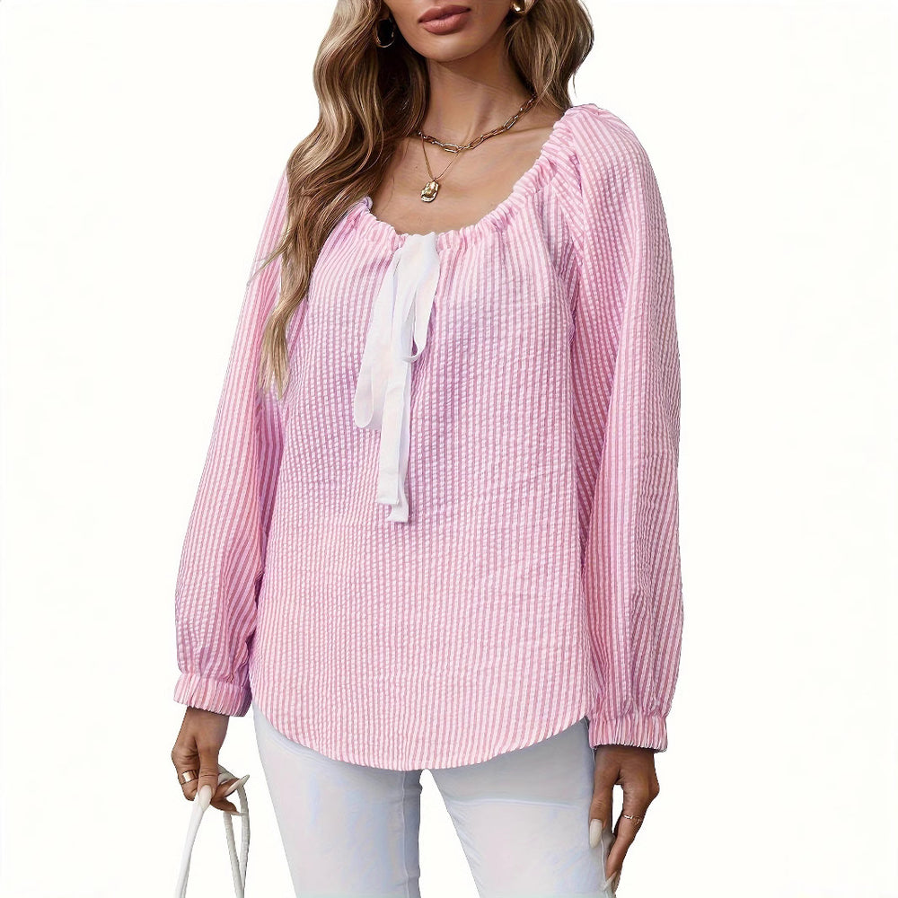 Damen Bluse mit schmeichelndem Rundhalsausschnitt und eleganten Rüschendetails R&B