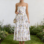 Damen Elegantes Maxikleid mit floralem Muster und schulterfreiem Design R&B
