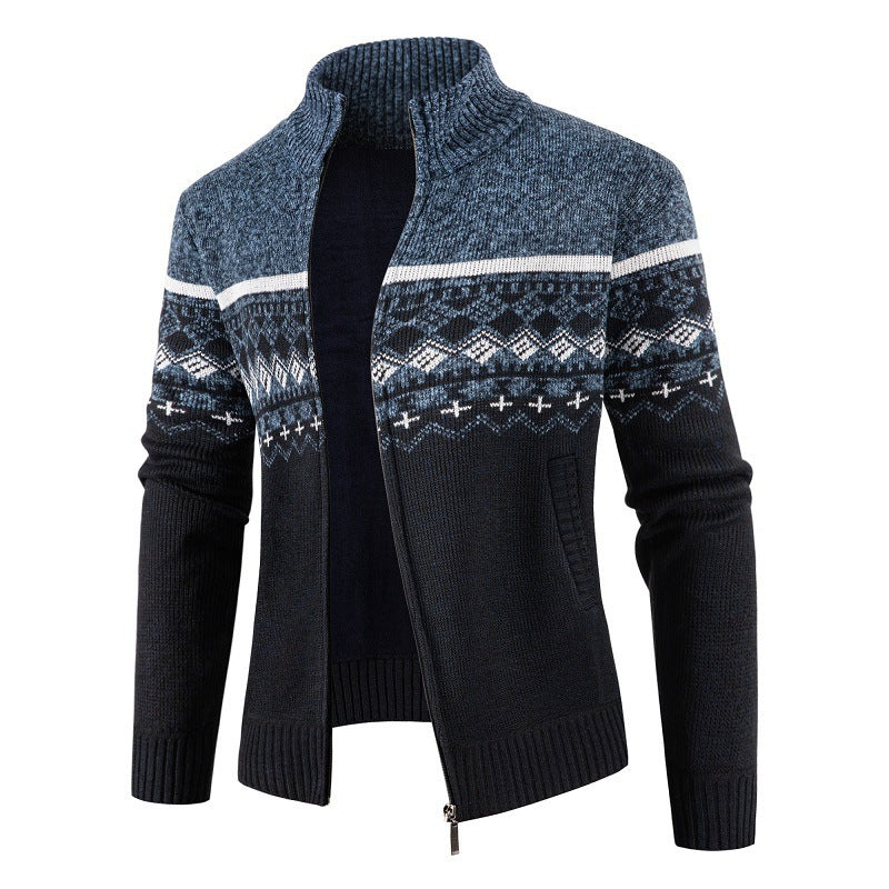 Herren modische Strickjacke mit hohem Kragen R&B