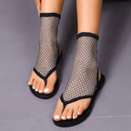 Damen Netz-Zehentrenner-Sandalen mit modischem Design und komfortablem Fußbett R&B
