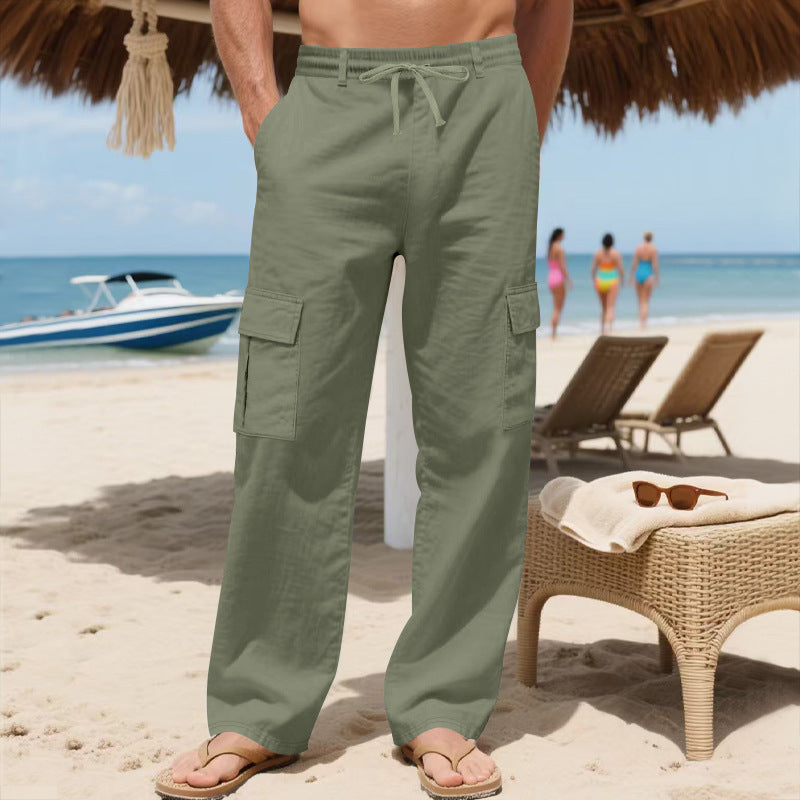 Herren lässige Cargo-Hose mit elastischem Bund und seitlichen Taschen R&B