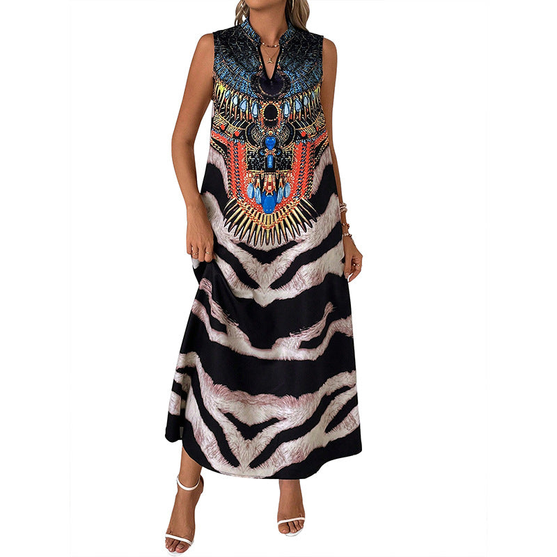 Damen Maxi-Kleid mit auffälligem Animal-Print und eleganten Verzierungen R&B