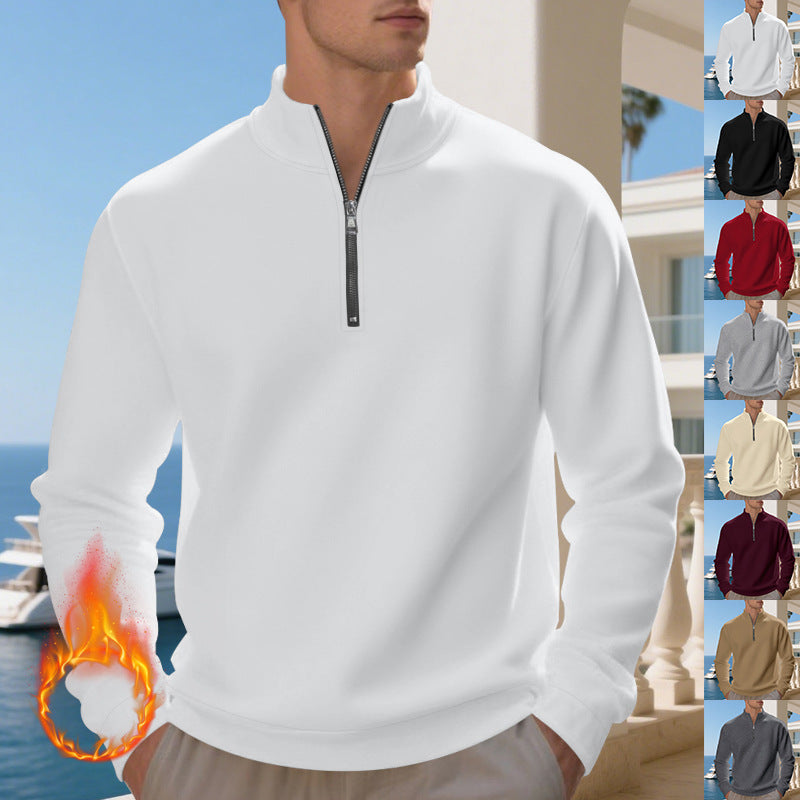 Herren lässiger Stehkragenpullover mit funktionalem Reißverschluss R&B