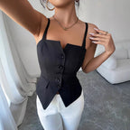 Damen Tailliertes Blusentop mit Knopfverschluss R&B
