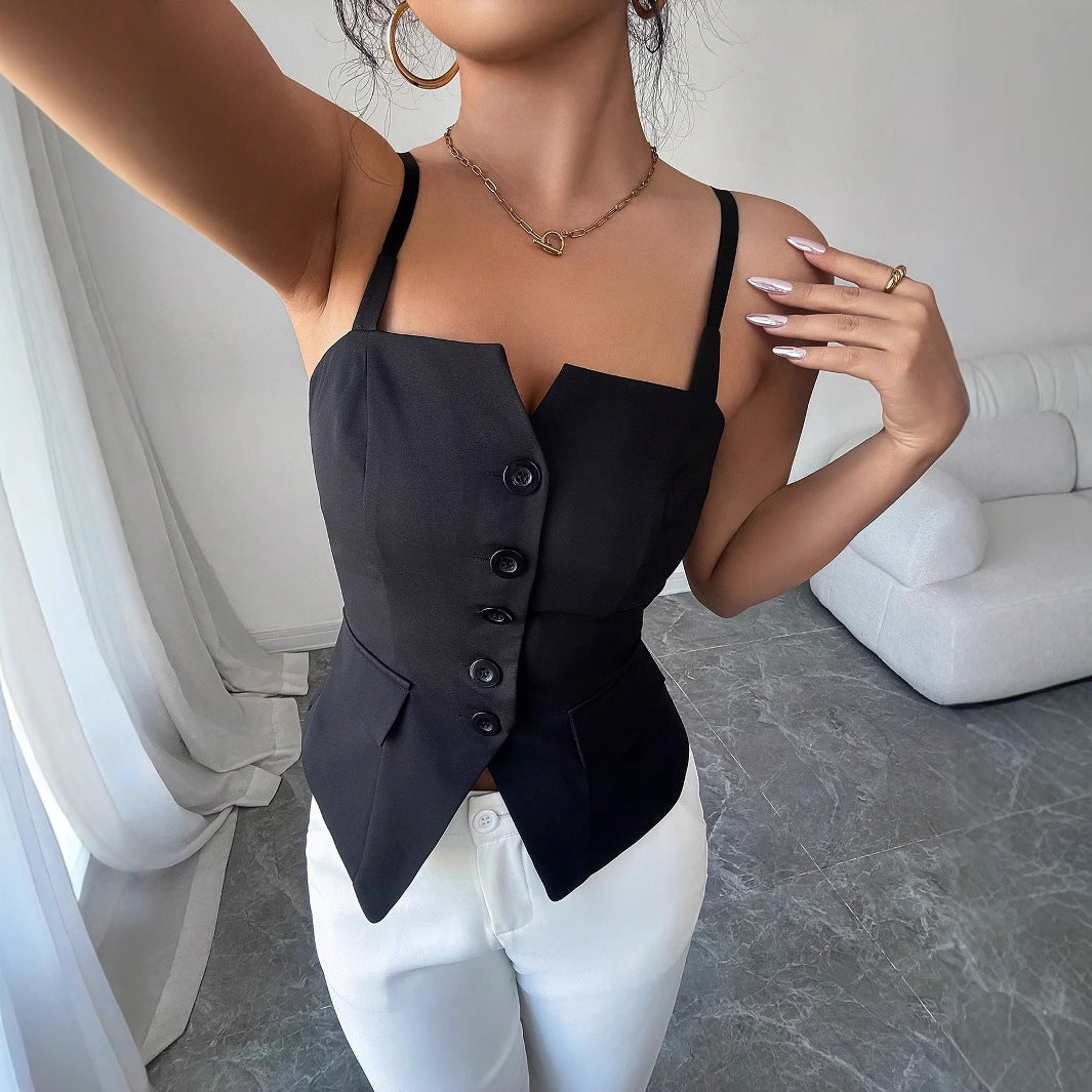 Damen Tailliertes Blusentop mit Knopfverschluss R&B