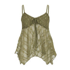 Damen Spitzen-Tanktop mit asymmetrischem Schnitt und dekorativem BindR&Band R&B