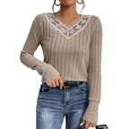 Damen Langarmshirt mit elegantem Spitzenkragen R&B