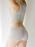 Damen transparentes Netz-Top und Short-Set R&B