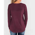 Damen modisches Langarm-Henley-Shirt mit Knopfleiste R&B