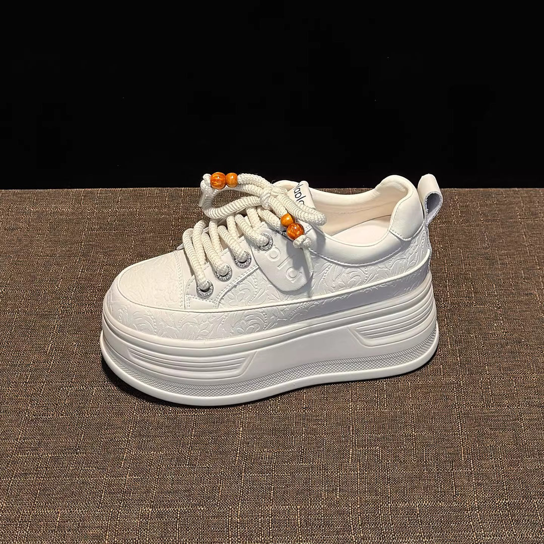 Damen modische Plateau Sneakers mit dekorativen Schnürsenkeln und strukturiertem Obermaterial R&B