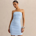 Damen Figurumspielendes Abendkleid mit raffiniertem Drapierdesign und schulterfreier Silhouette R&B