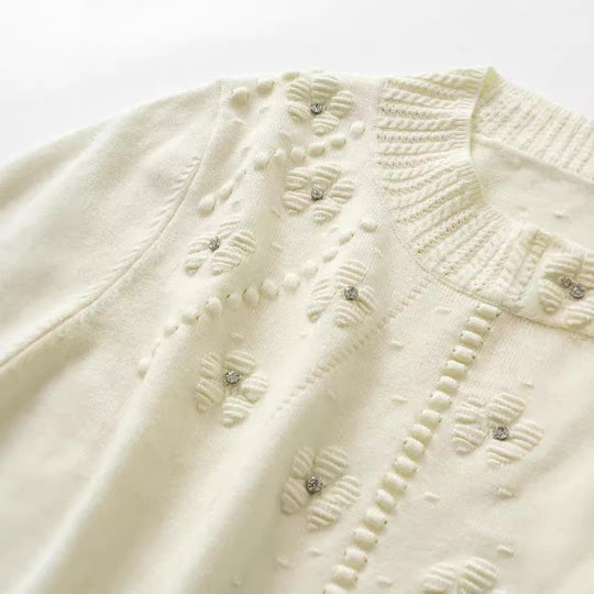 Damen eleganter Strickpullover mit floralem Design R&B