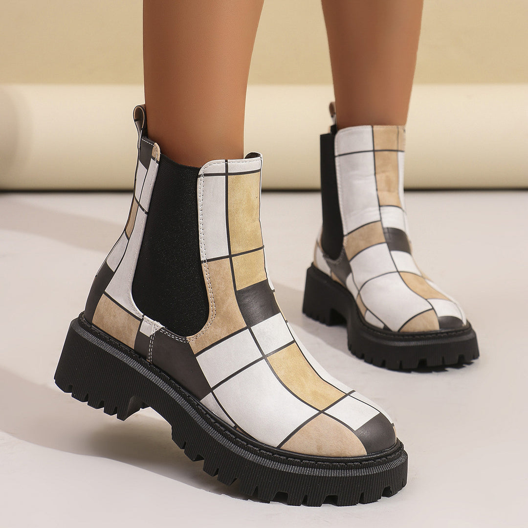 Damen Chelsea Boots mit trendigem Muster und rutschfester Sohle R&B