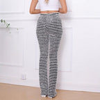 Damen hochtaillierte Streifenhose mit weichem Material und bequemem Schnitt R&B