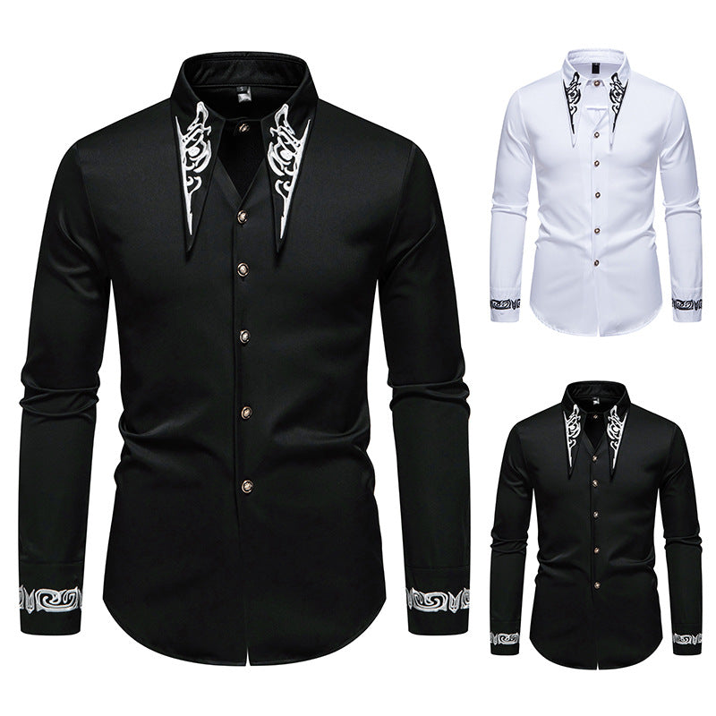 Herren Langarmhemd mit ornamentalen Akzenten R&B