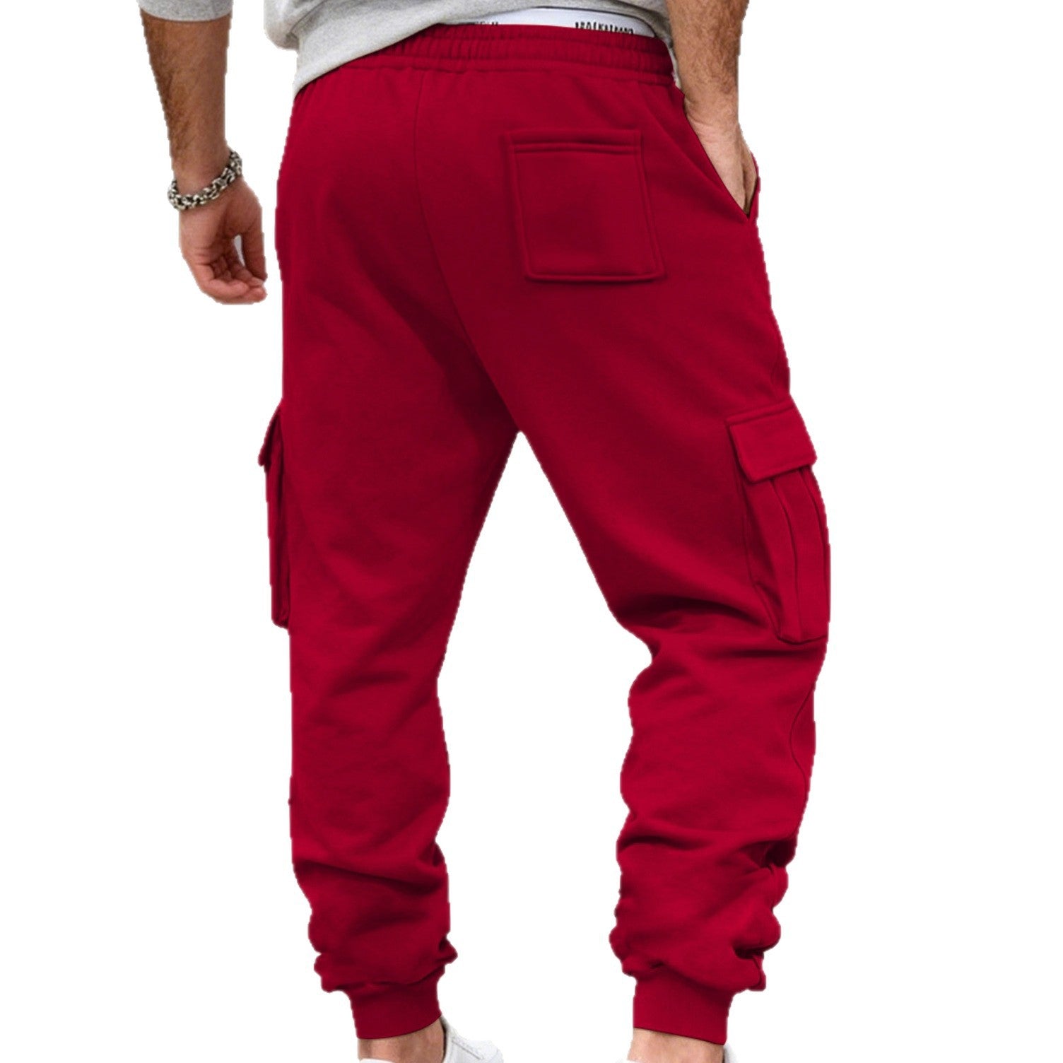 Herren nan lässige Cargo-Sweathose mit Kordelbund, Klappentaschen und schmalem Fußbündchen R&B