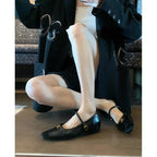 Damen elegante Ballerinas mit modischem Riemen und geschmackvollem Schmuckdetail R&B