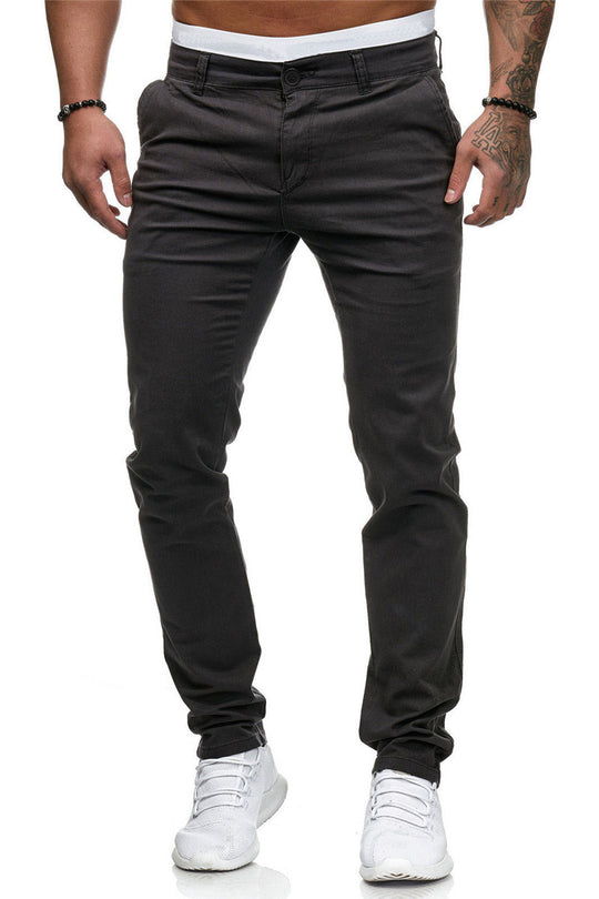 Herren Slim-Fit Chinohosen mit elastischem Bund und praktischen Taschen R&B