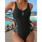 Damen Eleganter Badeanzug mit floralem Seitenbesatz