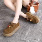 Damen Plateau-Schnürschuhe aus Wildleder mit attraktiven Details R&B