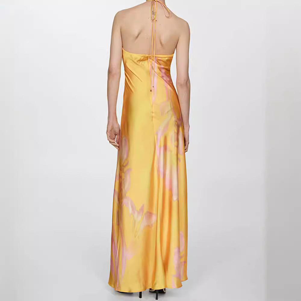 Damen Maxi-Kleid mit eleganter Drapierung und floralem Muster R&B