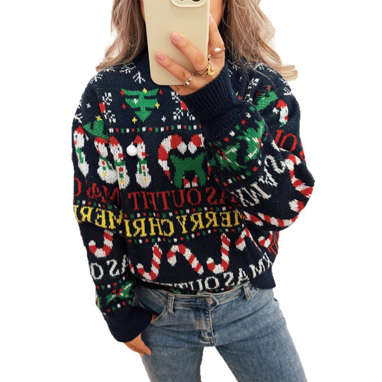 Damen Weihnachts-Pullover mit nordischem Design und festlichen Motiven R&B