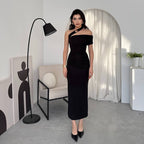 Damen Elegantes Wickelabendkleid mit asymmetrischem Schnitt und figurformendem Design EB