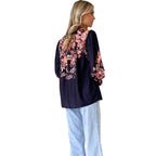 Damen Blusenoberteil mit floralem Design und eleganten Puffärmeln R&B
