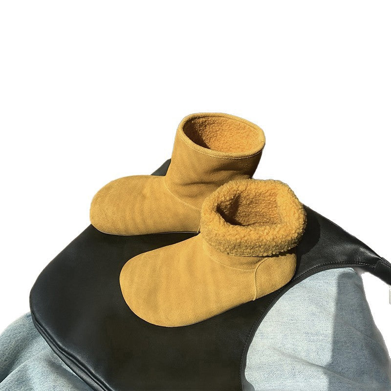 Damen warme Hausschuhstiefel mit flauschigem Innenfutter und hochwertiger Wildlederoberfläche R&B