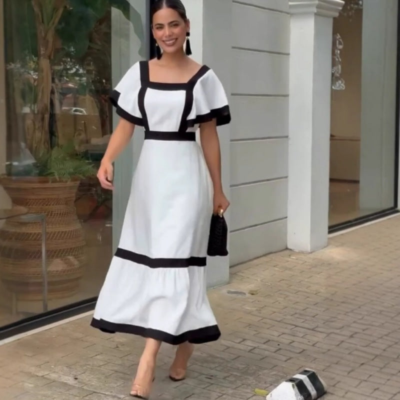 Damen Elegantes Maxikleid mit kontrastierenden Rüschendetails R&B