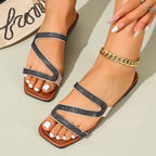 Damen elegante Strandsandalen mit funkelnden Strassdetails R&B